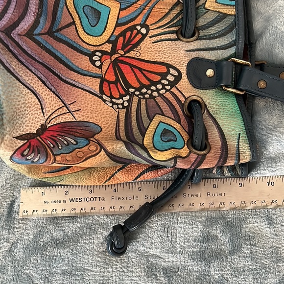Anuschka Hand-Painted Leather Drawstring Satchel - Picture 6 of 8